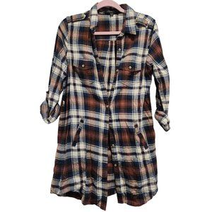 Long plaid button up/ dress
